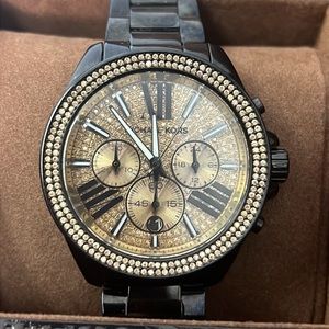 Michael Kors stainless steel black with gold crystal dial